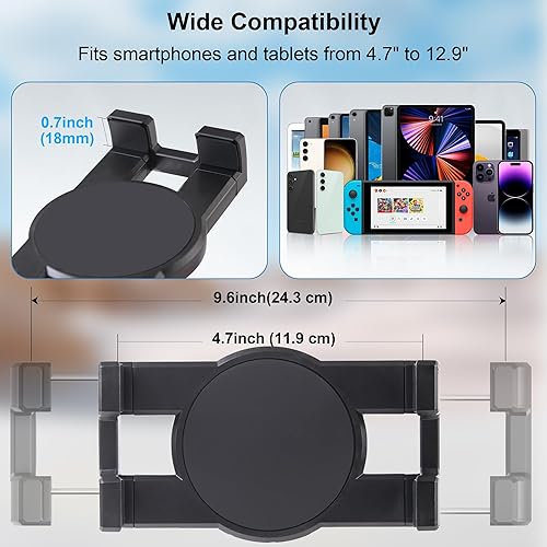 Miniatura 6 de Soporte para iPad debajo del gabinete, soporte para tablet de cocina, soporte de escritorio con abrazadera, base de aluminio y brazo de metal,