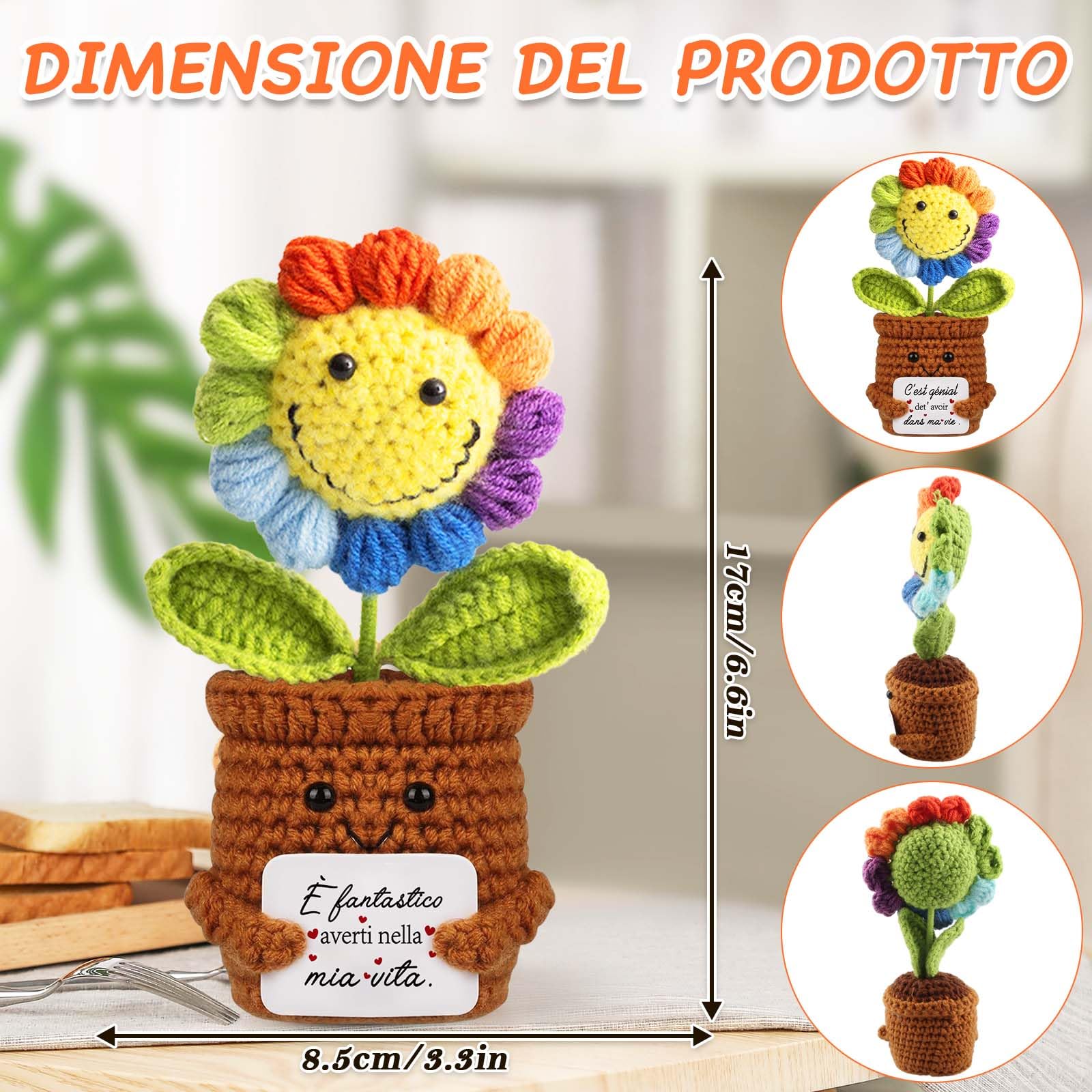 TCRZHHRX Fiore all'Uncinetto Lavorato a Mano con Carta Motivazionale - Regalo Emozionale per Donne,Ragazze | Positiva Regali Idea Compleanno,Laurea,San Valentino,Decorazione Casa