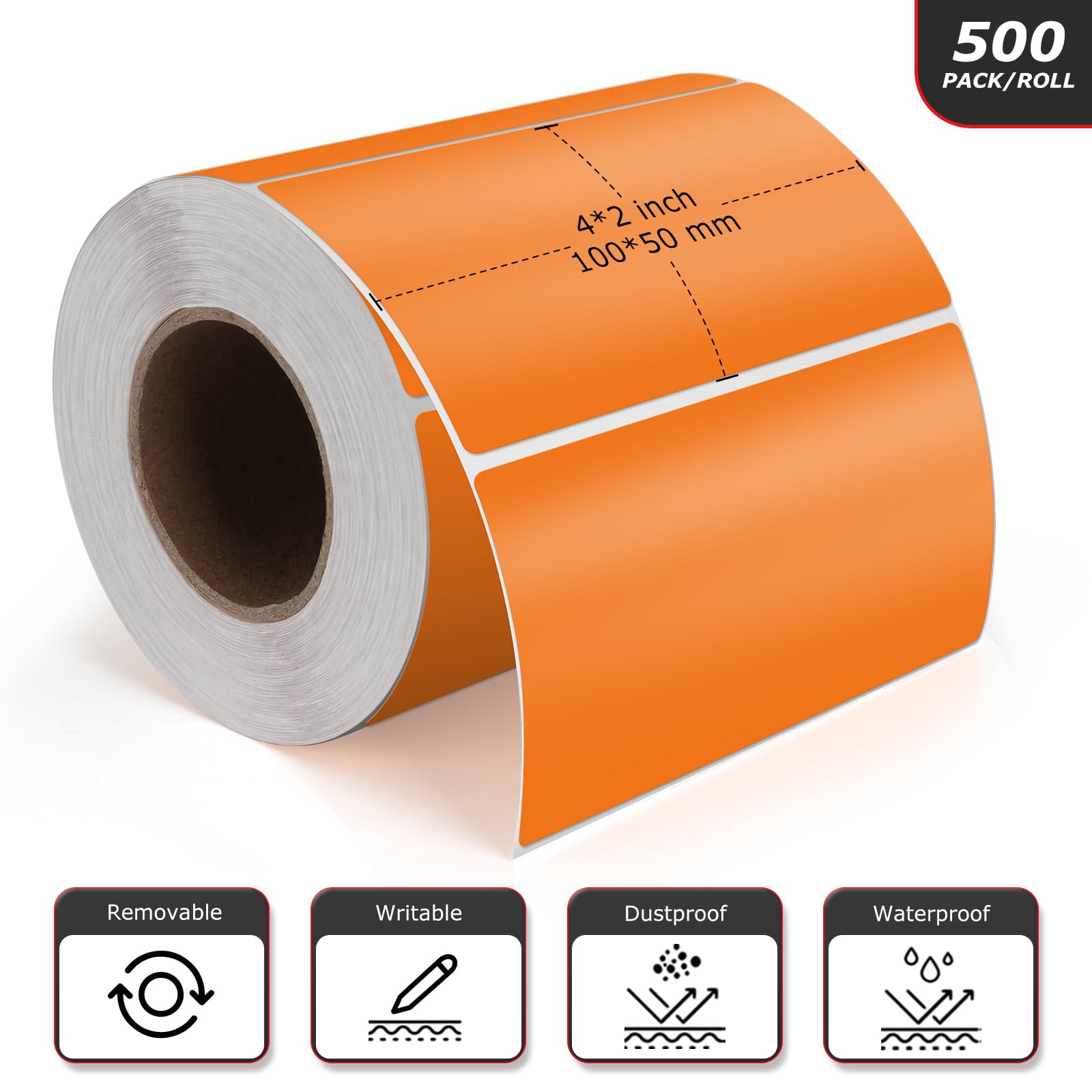 Meitaat 1000 stuks groene rechthoekige stickers, 76 x 25 mm, kleurcodering, zelfklevende etiketten, verhuisrol, verwijderbaar
