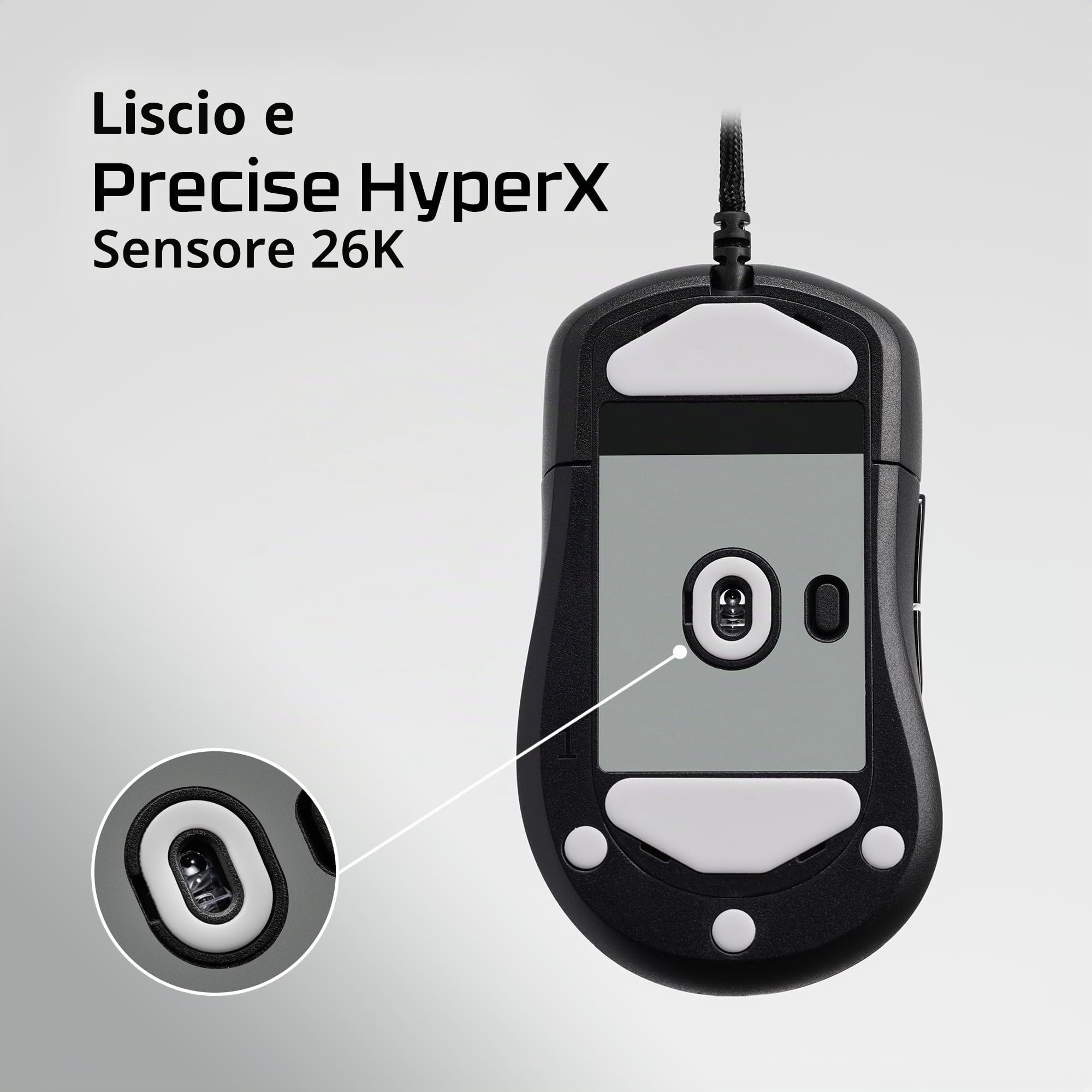 HyperX Pulsefire Saga, Mouse Gaming Cablato Modulare RGB, Nero | Ultra Leggero 69 g, Sensore HyperX 26K, 8000 Hz, 6 Pulsanti