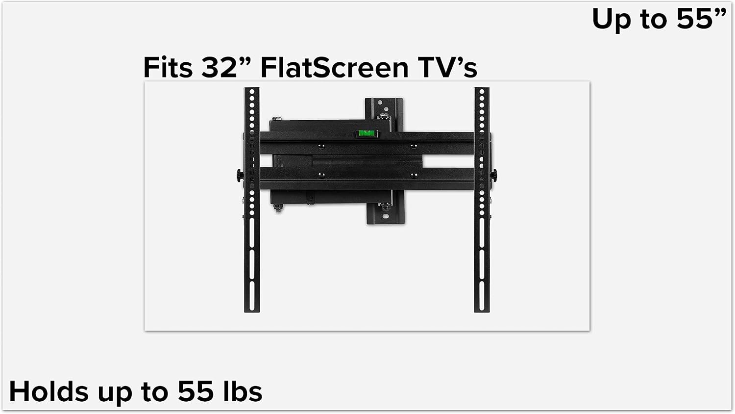 Flash Furniture FLASH MOUNT Full Motion TV Wall Mount - Built-In Level - Max VESA Size 400 x 400mm - Fits most TV's 32" - 55" (Weight Cap 55LB)