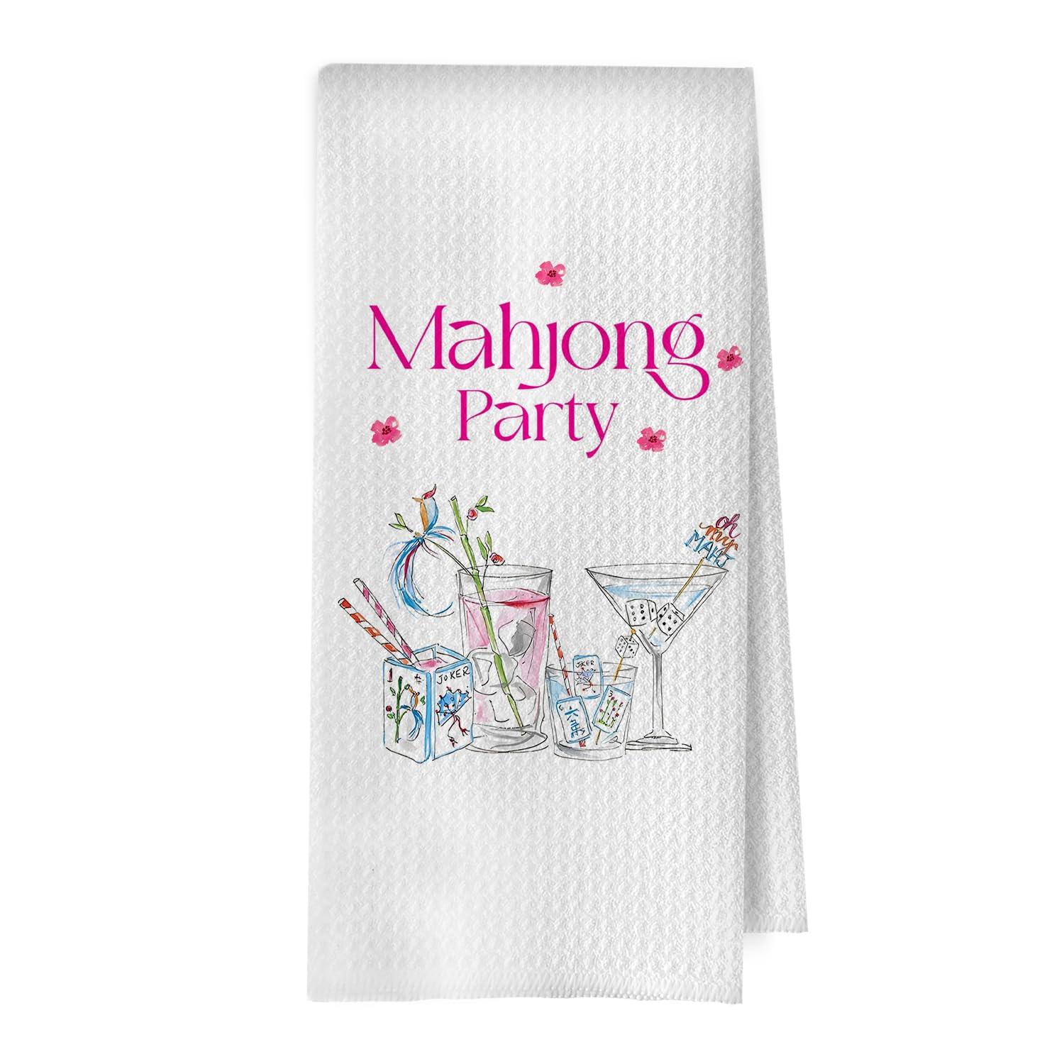 Paños de cocina decorativos Mahjong altamente absorbentes en tejido gofre de 16 x 24 pulgadas