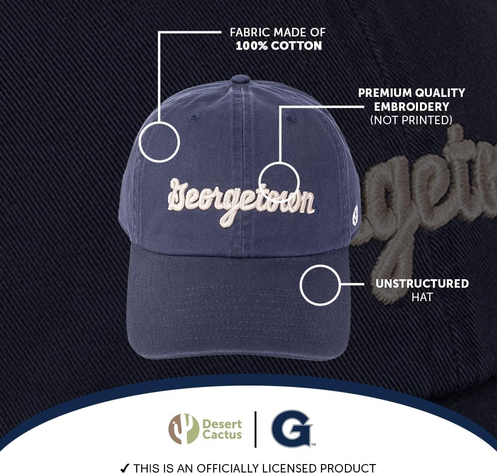 Desert Cactus Georgetown University Baseball Hat Hoyas GU Brimmed Embroidered Hats Cap Adjustable Cloth Strap Adult (Style 3) Blue