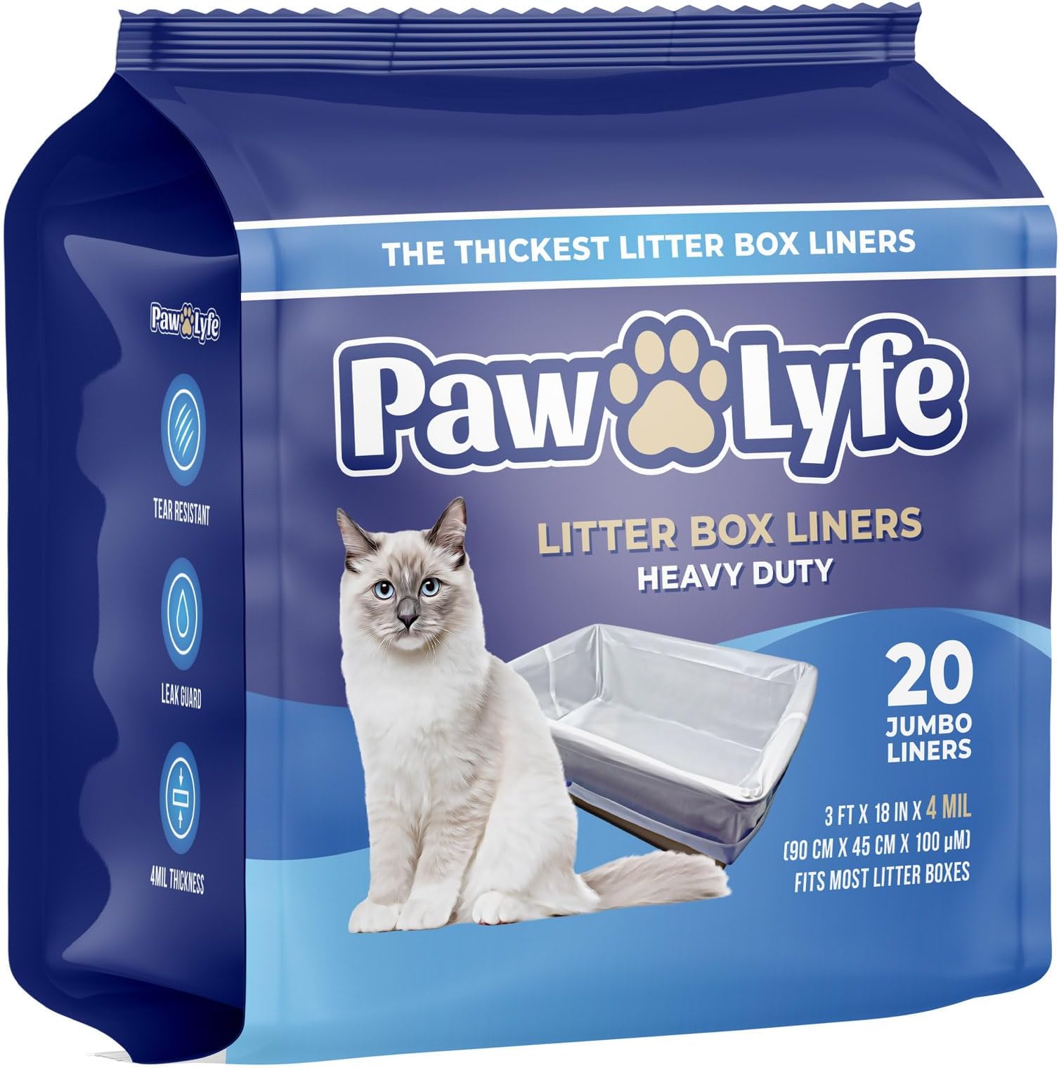 Extra Heavy Duty Jumbo Cat Litter Box Liners 20 Count Cat