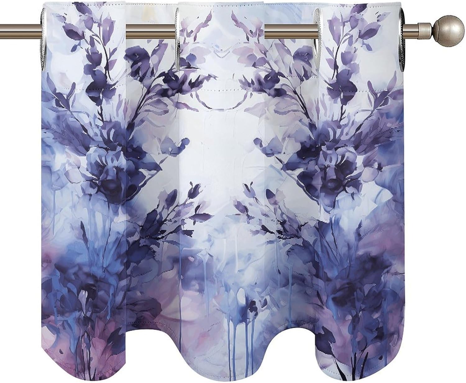 Lavender Abstract Painting Curtain 2 Panels, Polyester Fiber, Blackout Insulated Window Curtain, Curtain Valance for Kitchen Dining Room Living Room Cafe Small Window 52 * 18.1 Inches