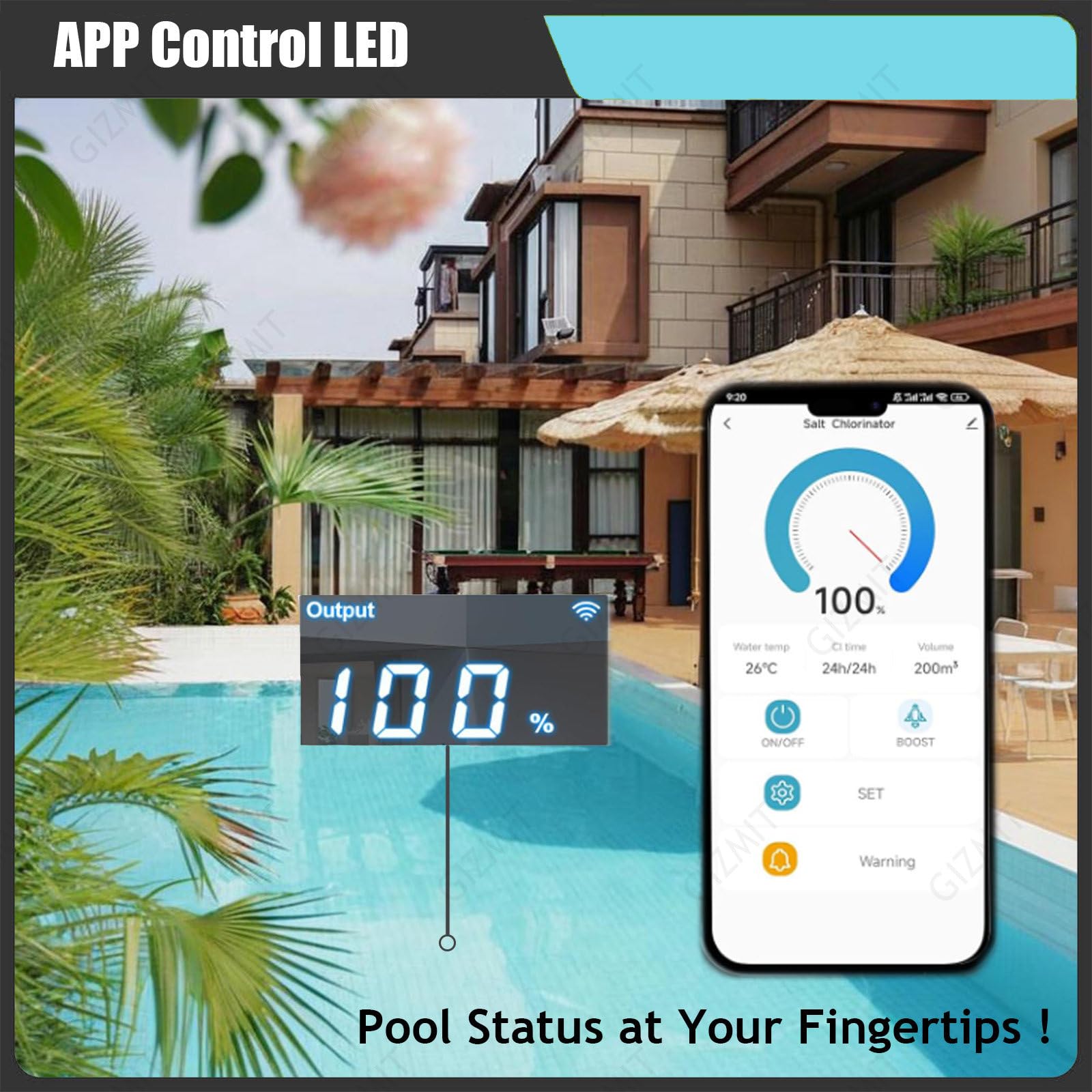 Generador de Cloro salino, clorador de Piscinas de Agua Salada, clorador para Piscinas enterradas de Agua Salada con función de autolimpieza ECPro16