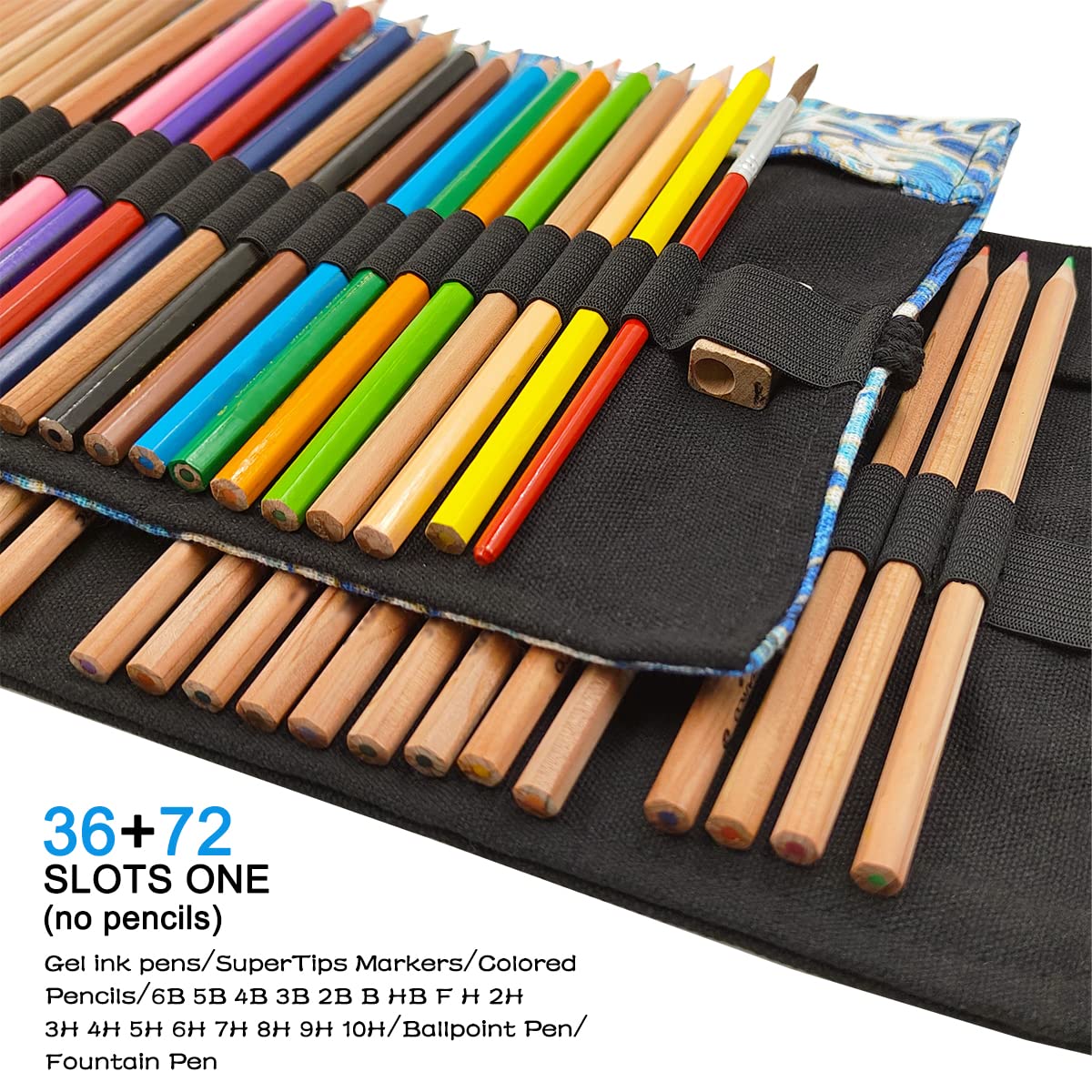 AFUNTA 36/72 Slot Ästhetisches Federmäppchen, 2-teiliger Farbstift-Organizer, aufrollbarer, waschbarer Canvas-Bleistiftbeutel, Künstler-Pinsel, aufrollbare Tasche für Schule, Reisen, Büro