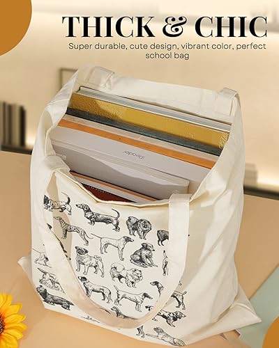 Miniatura 5 de Bolsa de lona AUSVKAI estética para mujer, lindas bolsas de tela reutilizables de algodón para compras, playa, comestibles