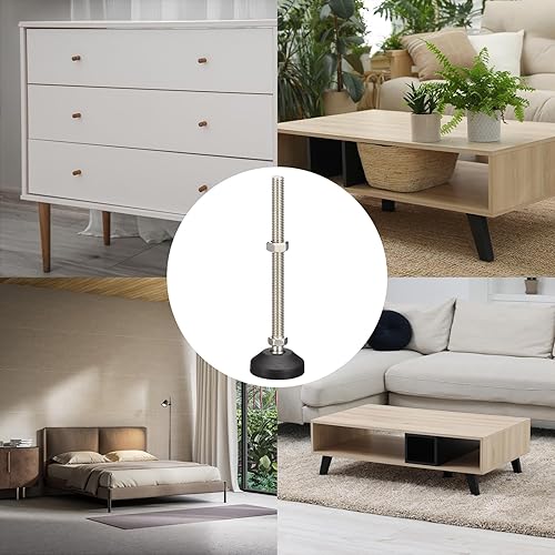 Miniatura 9 de uxcell Niveladores de muebles, 4 pies de nivelación universales de nailon M10x80x50mm, patas de mesa giratorias ajustables para muebles, máquinas de