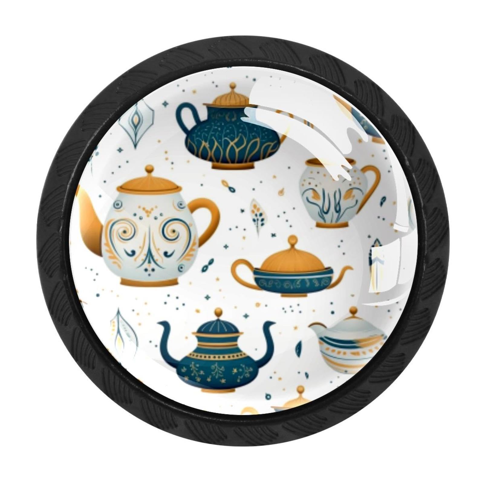 Chenzzzz Multicolored 10 4 Pieces Arabian Tea Kettle Drawer Knobs, 35Mm Black Cabinet Knobs, Drawer Pulls And Knobs, Dresser Drawer Knobs, Cabinet Hardware Kitchen Cabinet Knobs