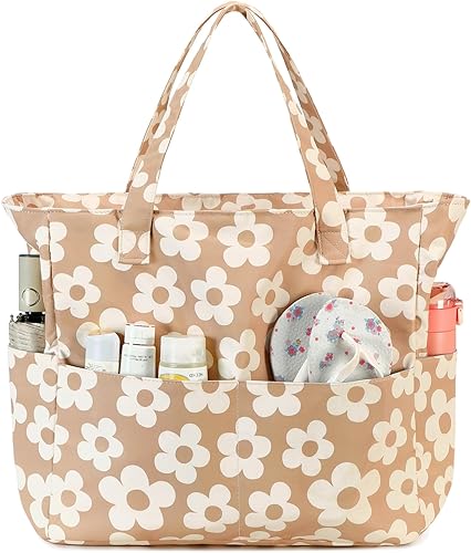 Bluboon - Bolsa de playa impermeable para mujer, extra grande, con compartimento húmedo, para llevar de fin de semana, bolsa de piscina para viajes