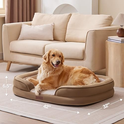 Miniatura 8 de Soft Touch - Cama ortopédica XL para perros grandes con parte superior de pelo sintético, sofá para mascotas impermeable con funda extraíble y