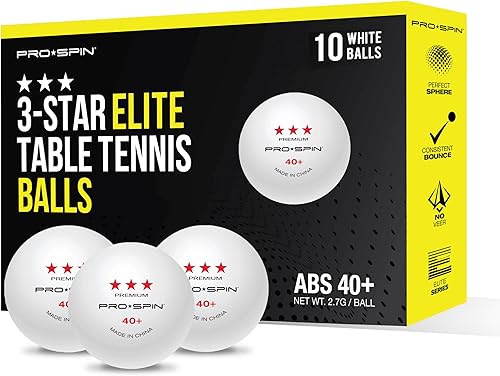 PRO SPIN Pelotas de ping pong  Pelotas de tenis de mesa blancas de nivel de competencia de 3 estrellas  40+ ABS profesional  Esfera perfecta para un