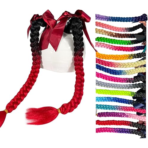 2PCS Helmet Pigtail Motorcycle Helmet Ponytail Bicycle Helmet Braids Hair Tails Used for Any Helmets/Suction Cup Reusable Design 2PCS(Helmet Not Included)