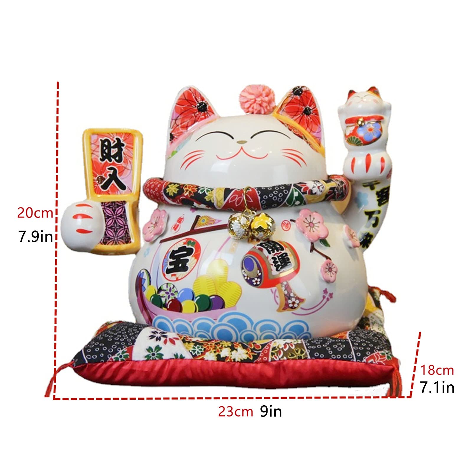 8"Japanische Katze Spardose aus Keramik Lucky Cat Coin Bank Feng Shui Luck And Fortune Sammelfiguren für 2022 New Year Ornament Winkekatze Glückskatze Glücksbringer Winkende Katze aus Porzellan
