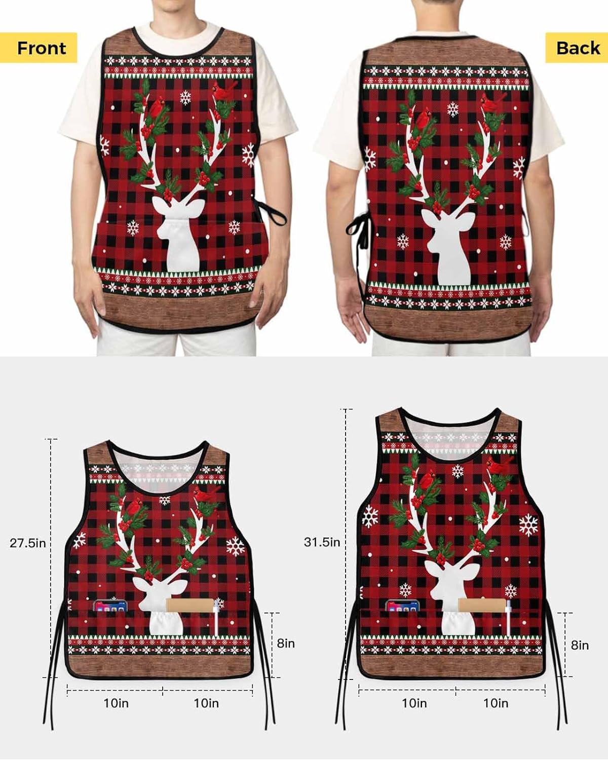 Abstract Geometric Cobbler Aprons with 2 Pockets for Women Men, Vintage Modern Middle Century Art