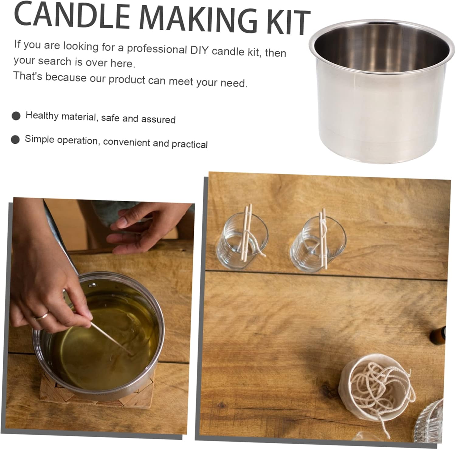 Gadpiparty Candle Making Kit Xmas Stainless Steel Wax Cup