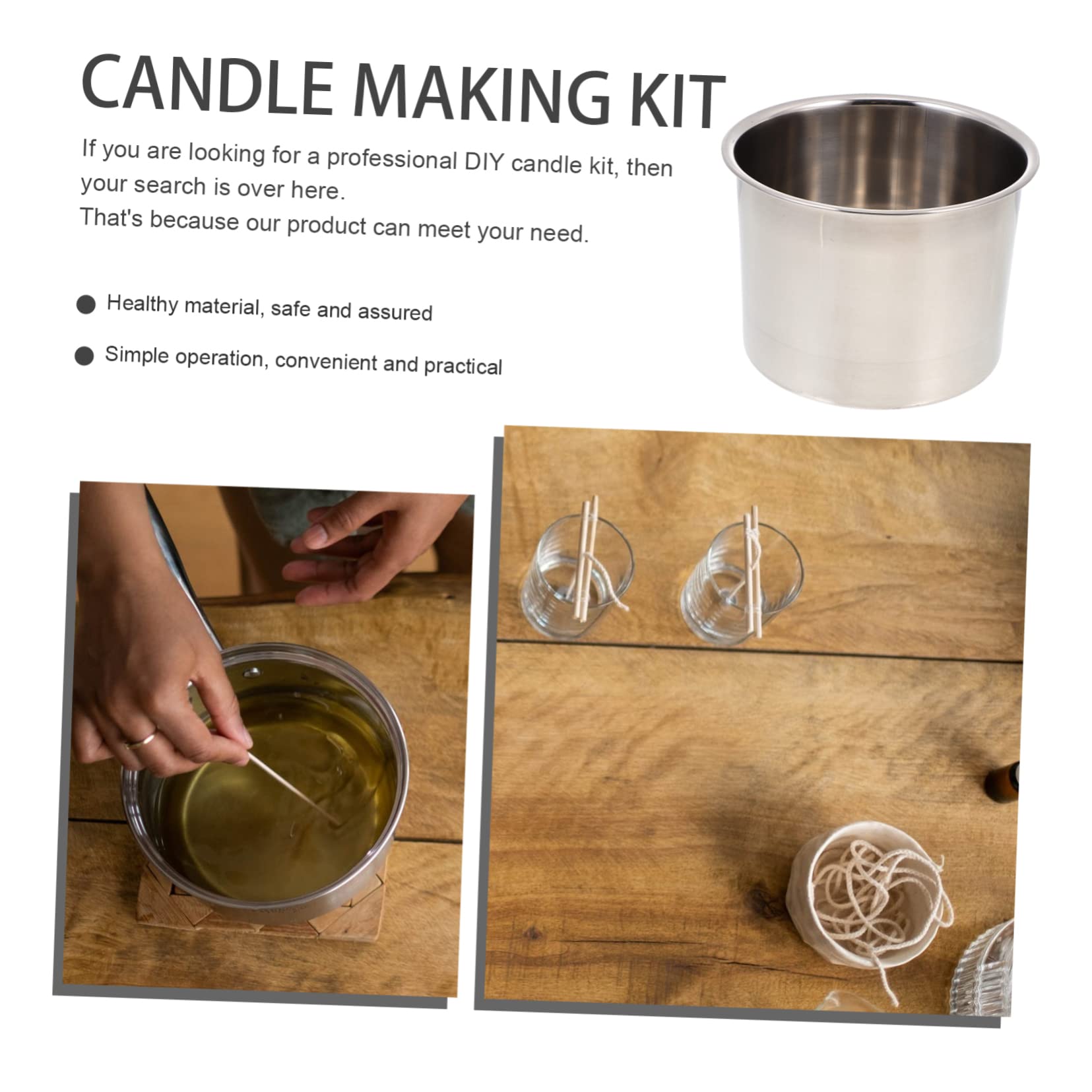 VILLFUL Kit para Hacer Velas Aromáticas Acero Inoxidable Plata, Fácil de Usar y Limpiar, Set Creativo Accesorios para Bricolaje en Casa