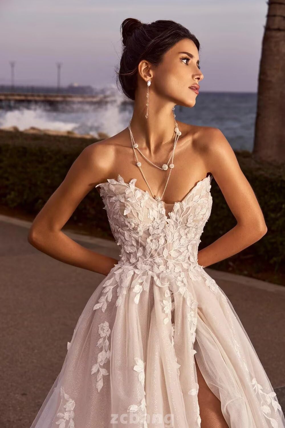 Long Sleeve Wedding Dress for Bride 2026 Off Shoulder Lace Appliques V Neck Tulle Bridal Ball Gowns with Train