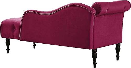 Miniatura 54 de Polibi Tumbona pequeña de 58 pulgadas con cabeza de clavos, moderna tumbona de terciopelo copetuda para sala de estar u oficina, sofá de descanso /