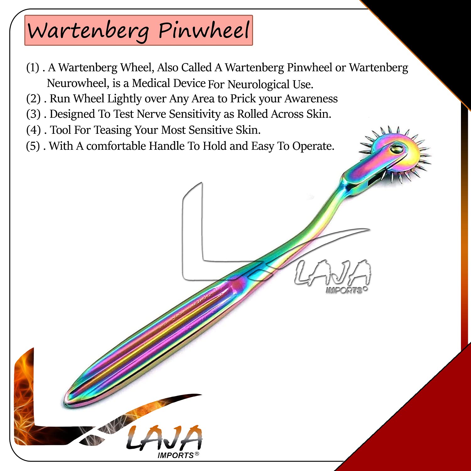 Wartenberg Wheel - Strong Sensation Pinwheel (1 Head) Multi Color Rainbow for Educational Use