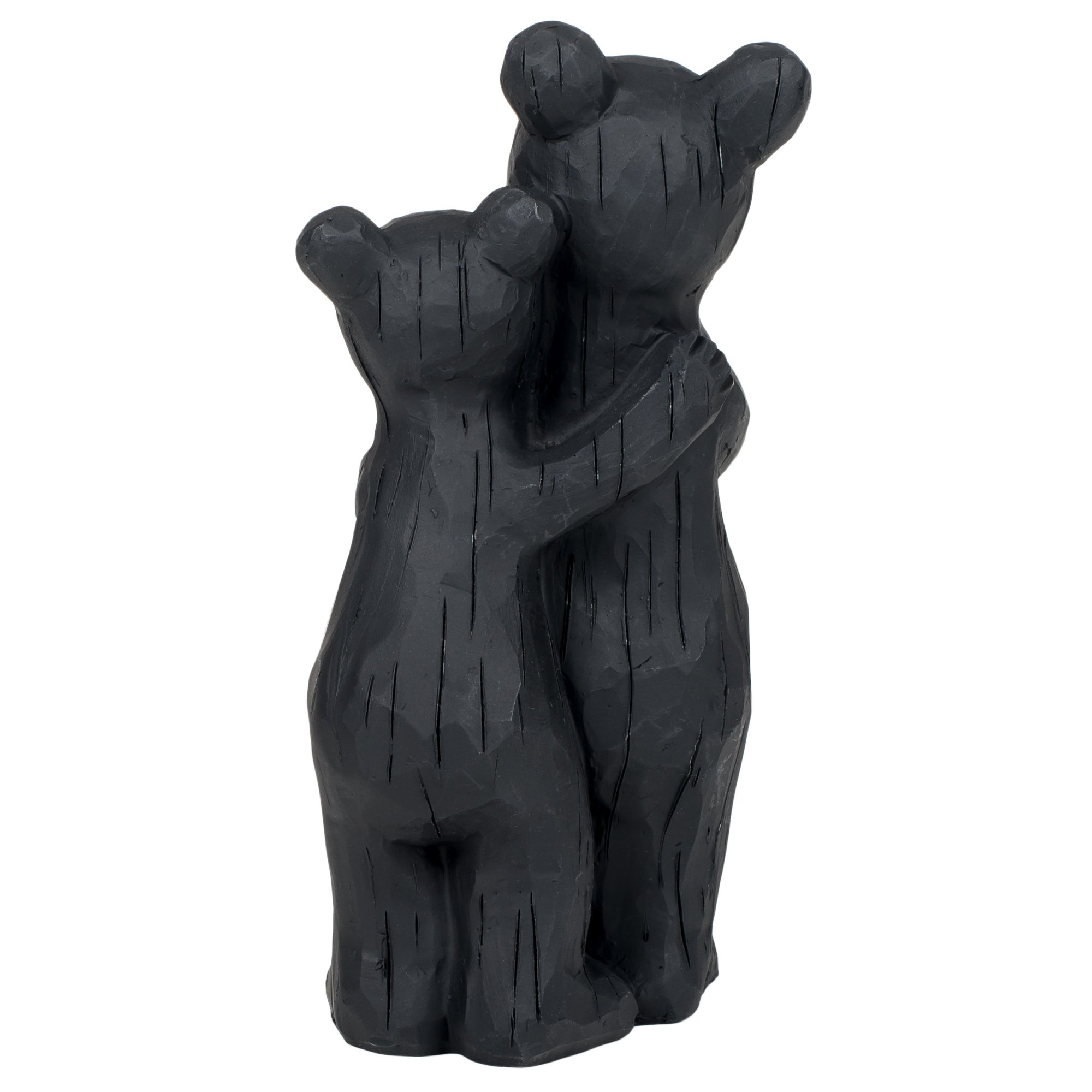 Figura Decorativa Osos Negros En Canoa | Resina Pintada A Mano | 17x9,5x12 Cm | Ideal Para Cabaña O Colección