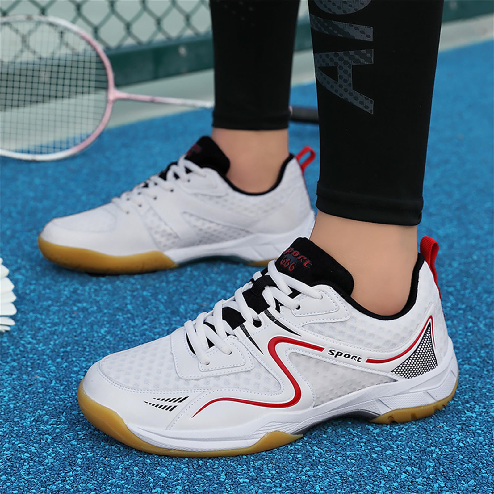 JiuQing Męskie buty do badmintona Lekkie buty do tenisa stołowego Miękkie dno Oddychające do squasha Pickleball