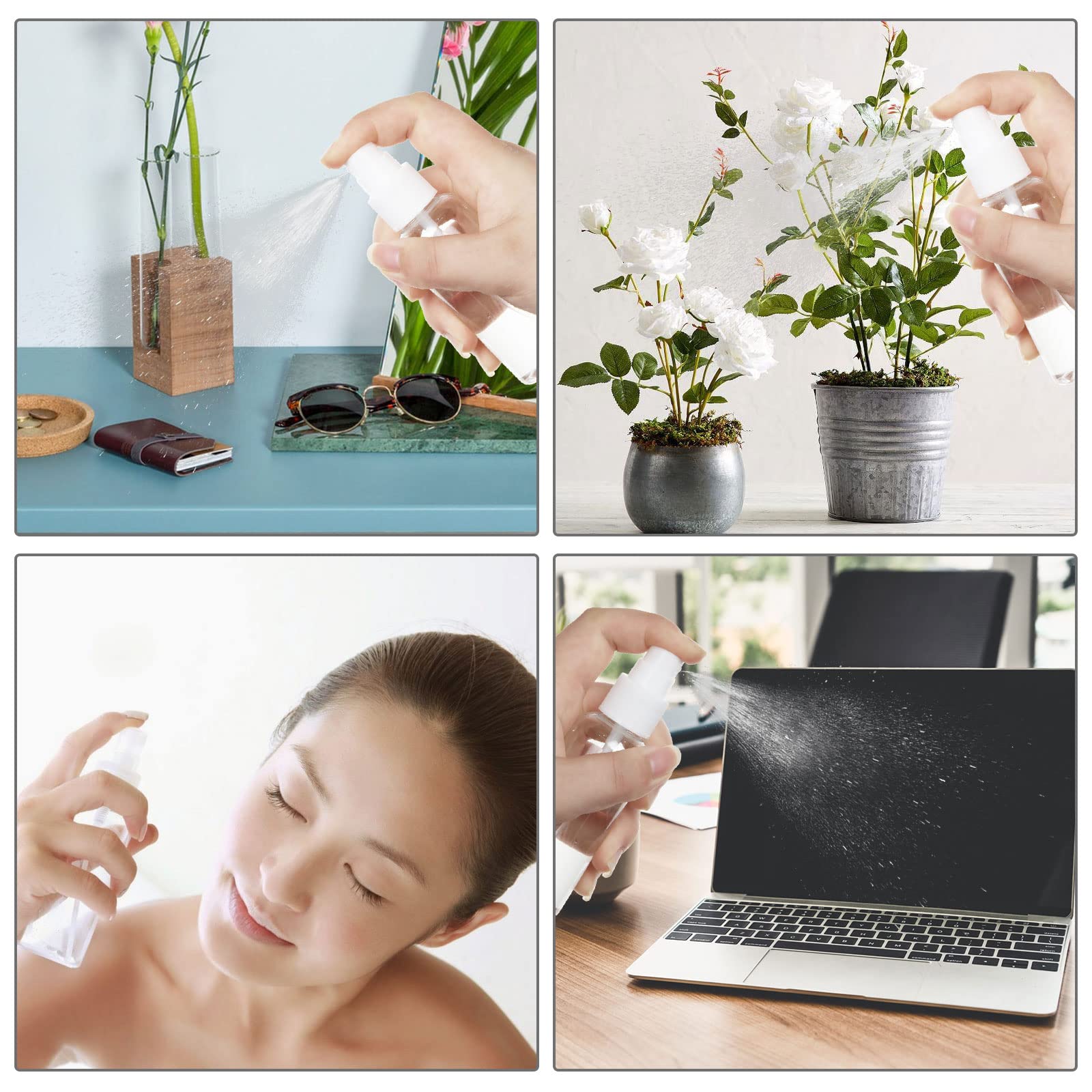 MIVIDE 20 Pezzi Flaconi Spray da 100 ml, Bottigliette Spray Vuote, Riutilizzabili Set di Bottiglie da Viaggio in Plastica per la Pulizia, Disinfezione dell'Alcool, Viaggi, Cura della Pelle, Profumo