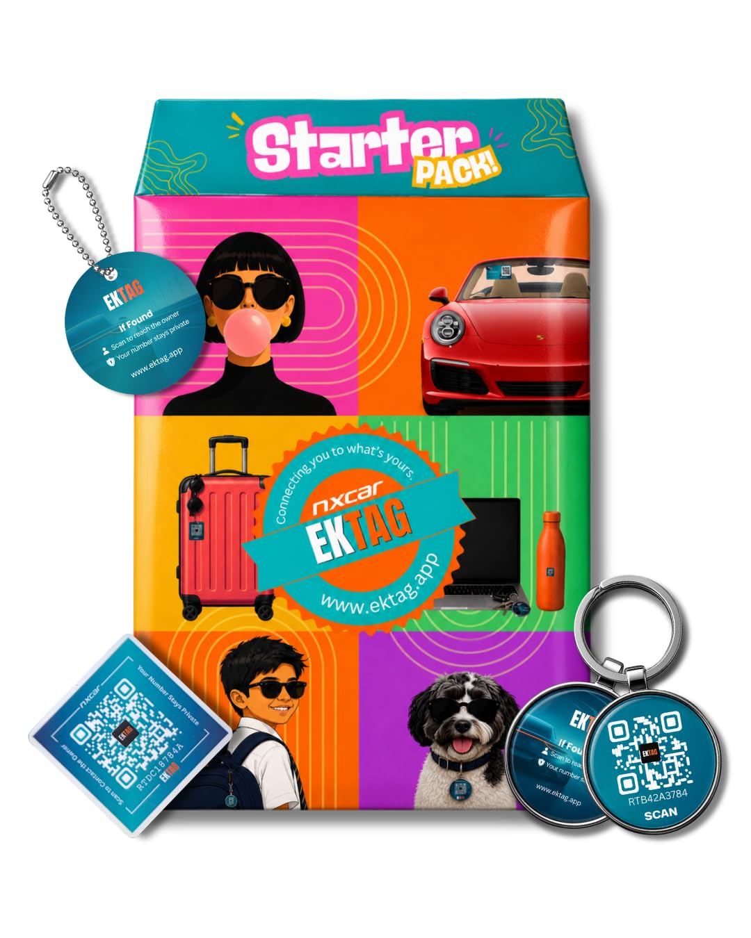 Nxcar EkTag Starter Pack (6 Tags) Smart QR Code Tags for Keys, Wallets, Bags & Everyday Essentials | Anonymous Scan-to-Call Contact System | No App Needed for Finder-image-6