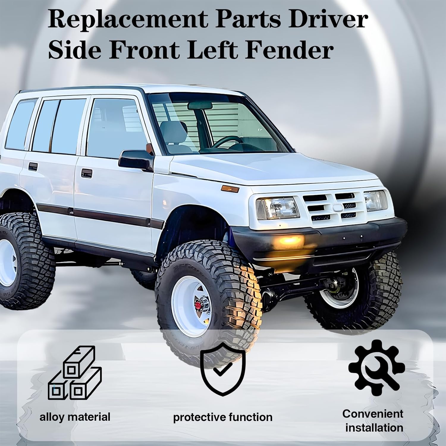 Replacement Parts Driver Side Front Left Fender Compatible with 1989-1998 SUZUKI Sidekick / 1989-1997 GEO Tracker Except Sport 91173366 GM1240169