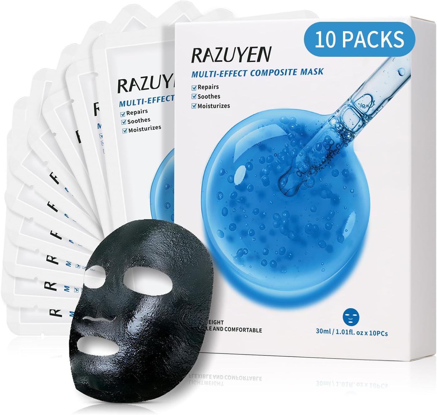 10 Pack Charcoal Face Mask Sheets, with Centella Asiatica Extract, Hyaluronic Acid and Panthenol B5, Hydrating, Anti-aging and Soothing Face Mask for Sensitive Skin 10 Pack Charcoal Face Mask Sheets, with Centella Asiatica Extract, Hyaluronic Acid and Panthenol B5, Hydrating, Anti-aging and Soothing Face Mask for Sensitive Skin