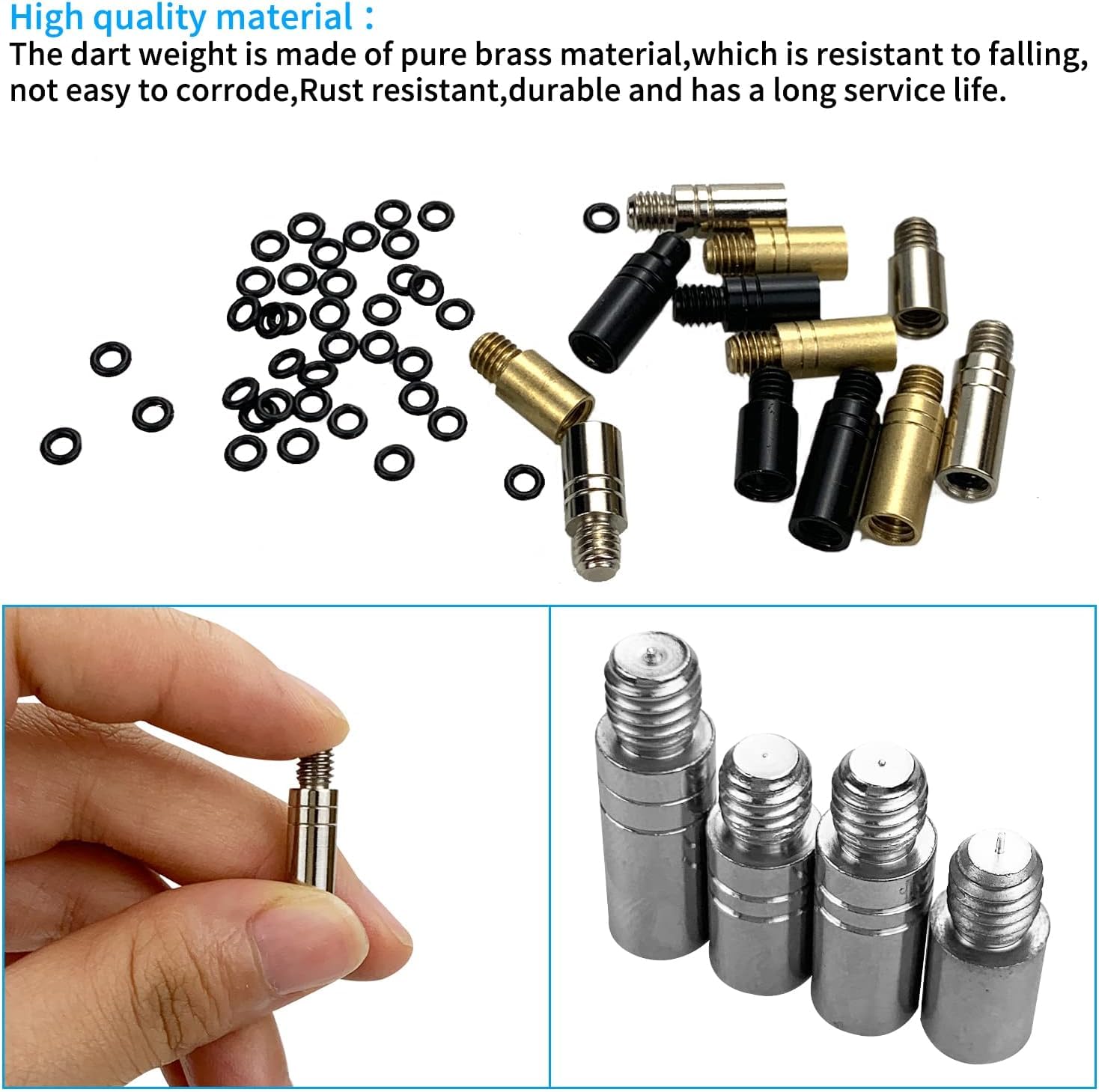 12 Pezzi 3 Colori Pesi per Freccette in Ottone, con Peso per Freccette con 50 Filo 2ba Accessori Freccette per Contrappeso Freccette(Oro 3g, 2,5g, Argento, 2g Nero, 1,5g Oro)