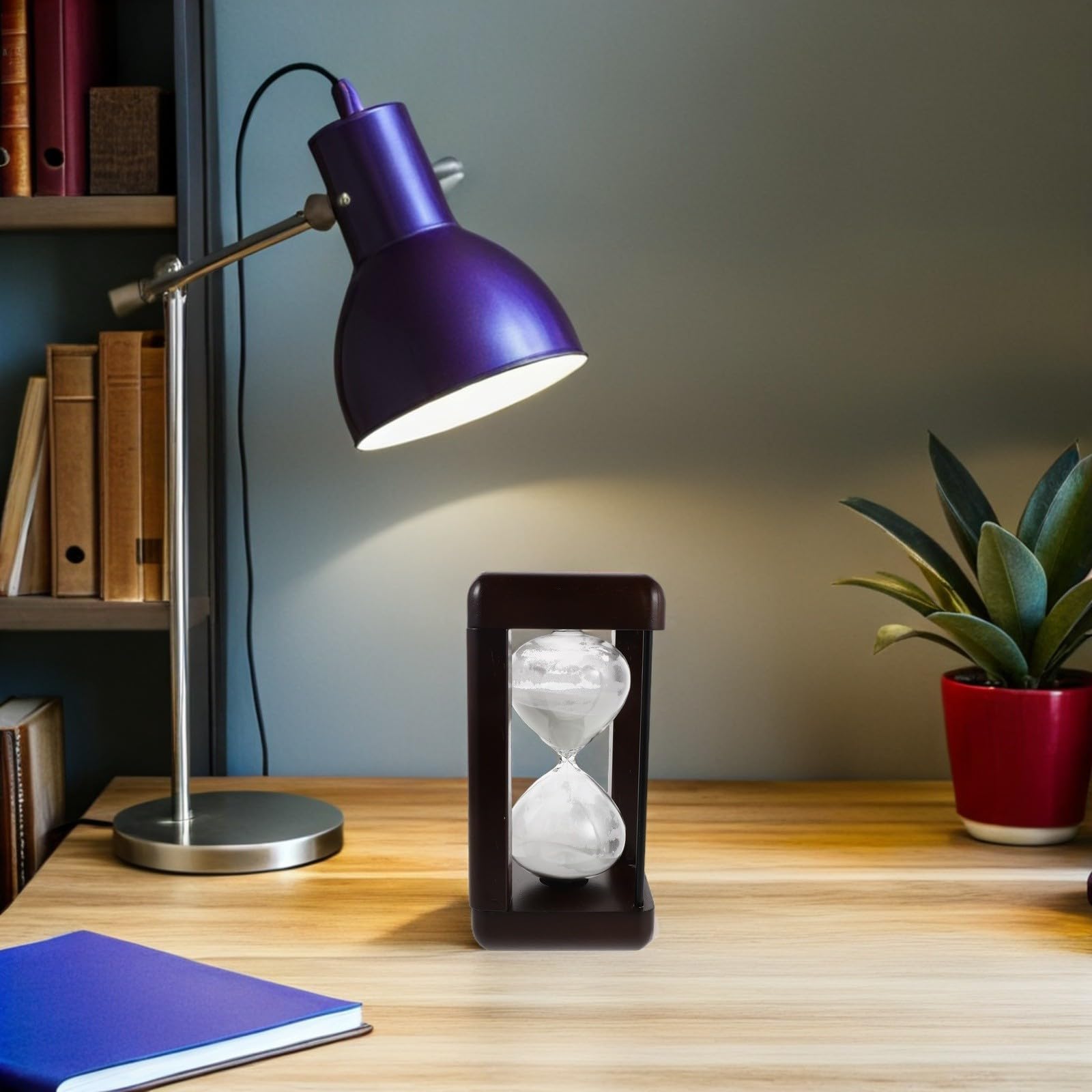 Zerodeko Tisch Sanduhr Ornament aus Glas und Holz 60 Minuten Sanduhr Weiß Vintage Deko für Büro und Outdoor Events