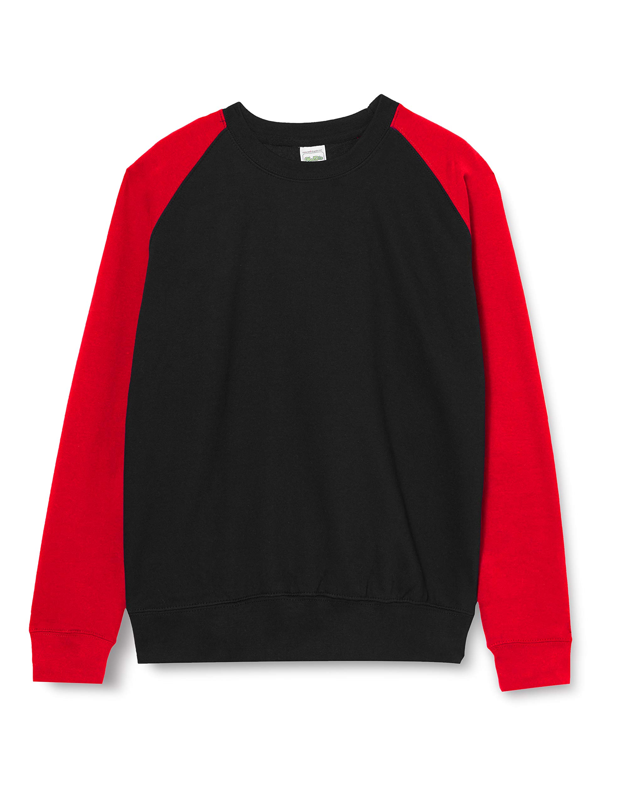 AWDis Men's Baseball Sweat Sweatshirt, Multicoloured (Jet Black/Fire Red), X-Large