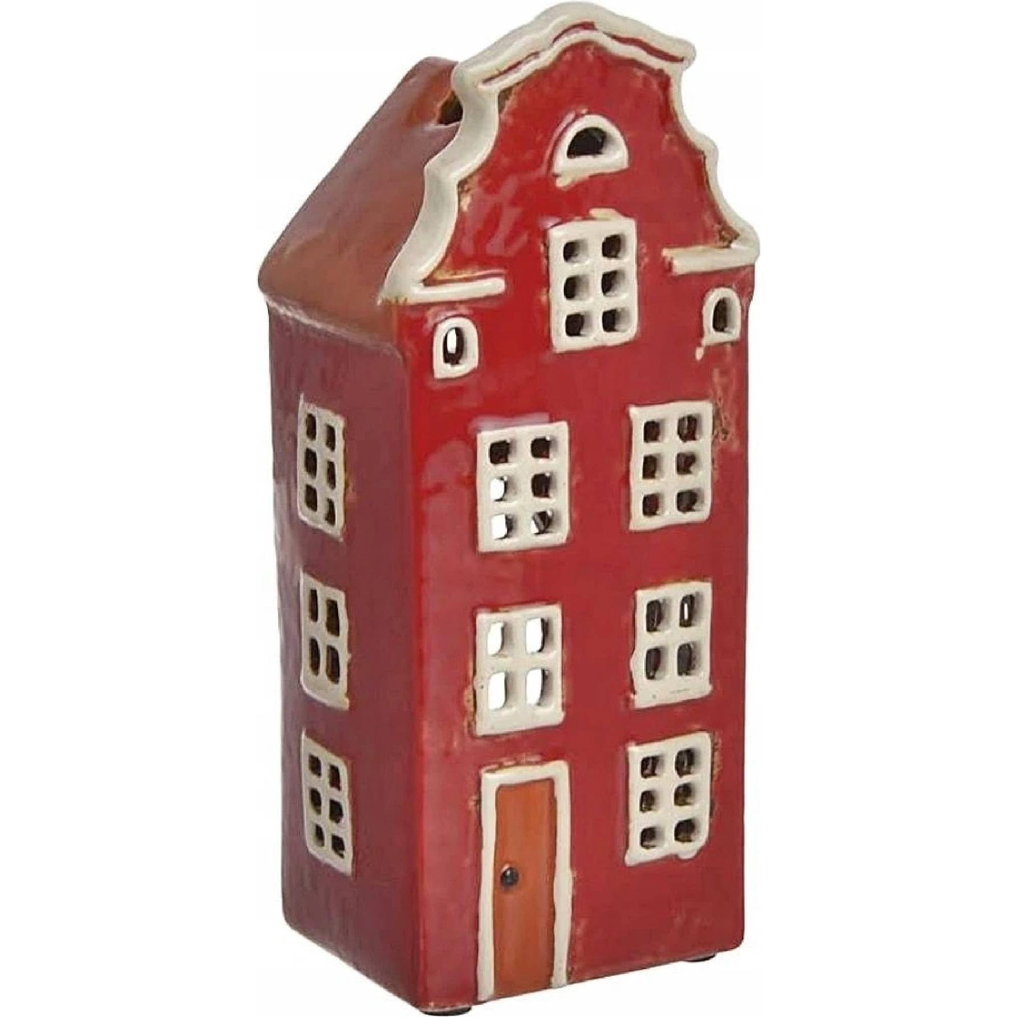 Red Ceramic House Tealight Holder