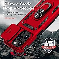 Vista 6 de SunStory Funda compatible con iPhone 15 Pro Max con protector de pantalla HD, cubierta de cámara deslizante y soporte de anillo giratorio