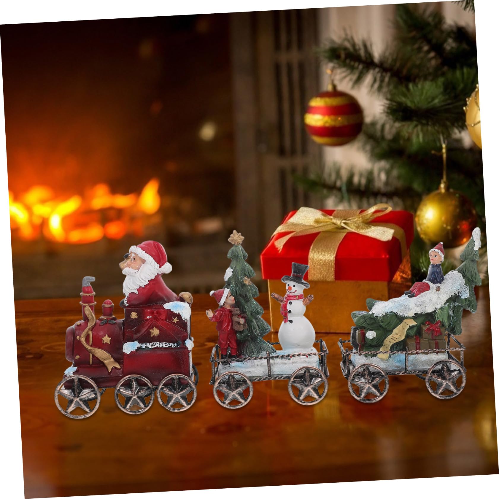 Vaguelly 3piezas Decoración Navideña Tren De Resina Juego De Adornos Navideños para Escritorio Decoración De Mesa Navideña Adornos De Tren para Escritorio Trenes Navideños para Oficina