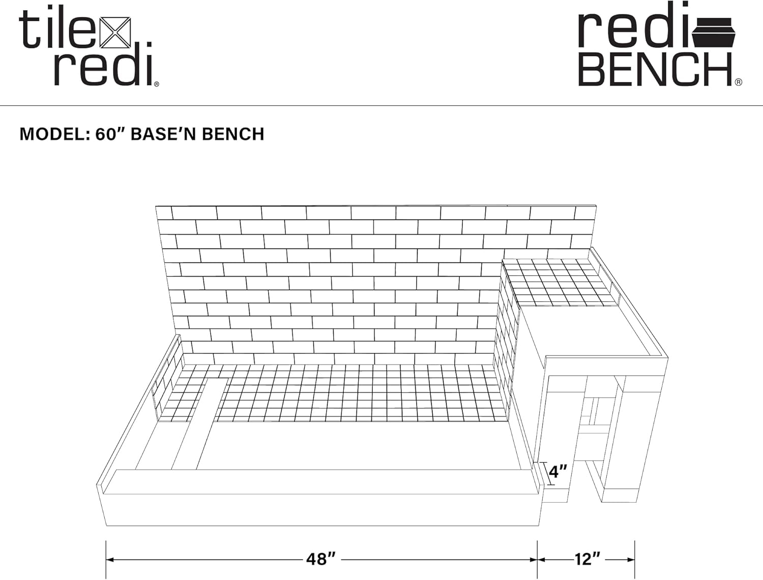 Onе-Dау Sаlе: Uр tо 50% оƒƒ Tile Redi USA - Base’N Bench RT4248L-TBN-RB42-KIT Tileable Shower Pan & Seat - 60 Inches x 42 Inches Tileable