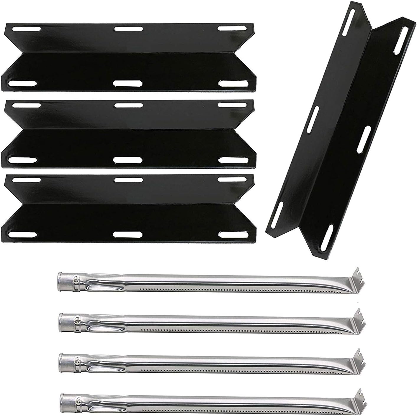 4Pack BBQ Gas Grill Tube Burner & Heat Shield Plate Tent Replacement Parts for