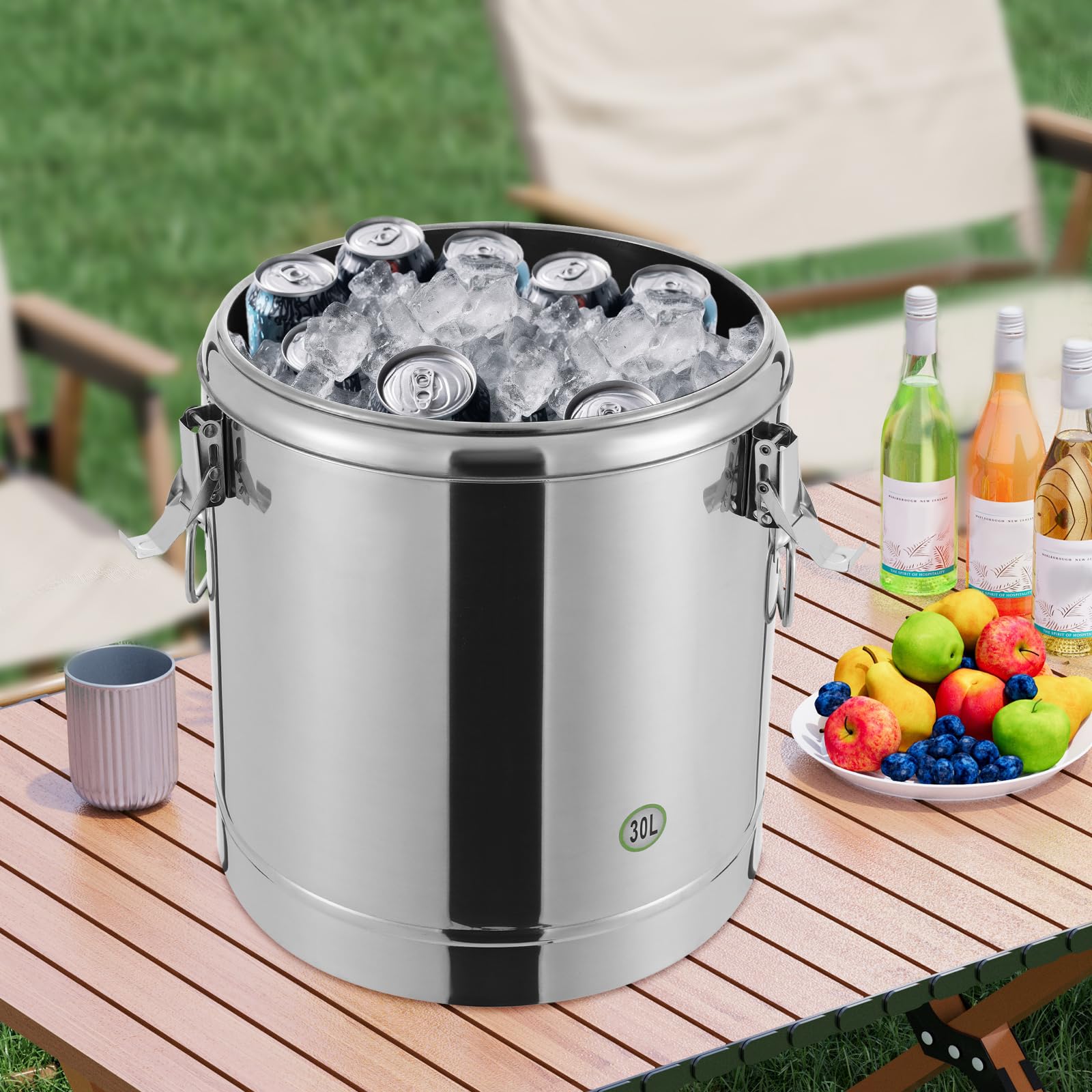 30L Thermobehälter Edelstahl, Isolierter Warmhaltebehälter für Essen Suppenbehälter mit 12h Temperaturerhalt, Großer Suppentopf für Gastronomie und Catering