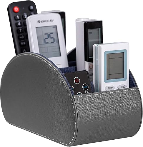 Miniatura 9 de SANQIANWAN Soporte de control remoto de poliuretano, organizador de escritorio para mesa, caja organizadora de escritorio con 5 compartimentos para