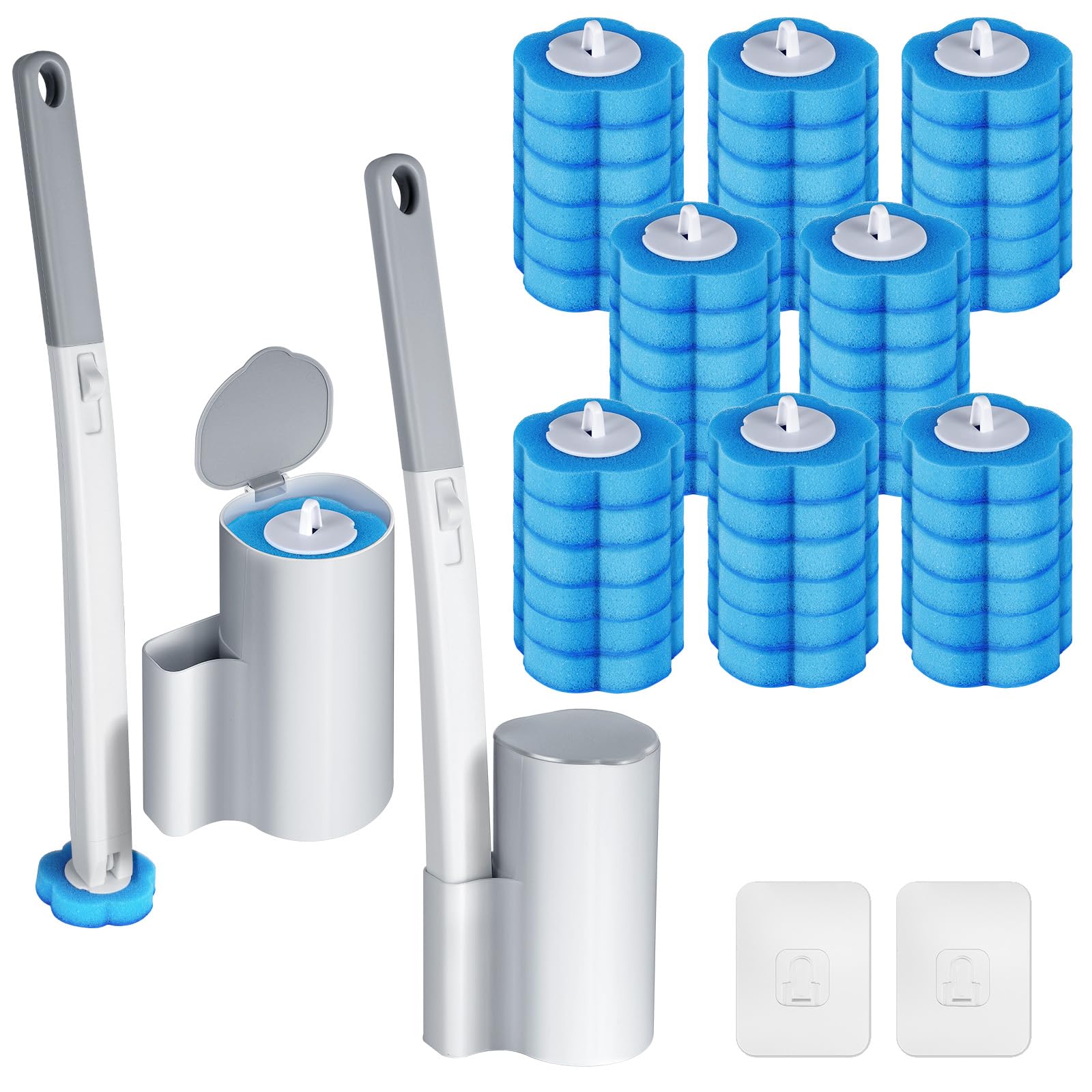 ANOMM Toilet Wand Kit 2 Pack with 48 Refills and 2 Extended Handles, Wall Mounted Disposable Toilet Brush, Toilet Brush and Holder Set for Toilet Bowl Cleaning, Bathroom Cleaning — image 1