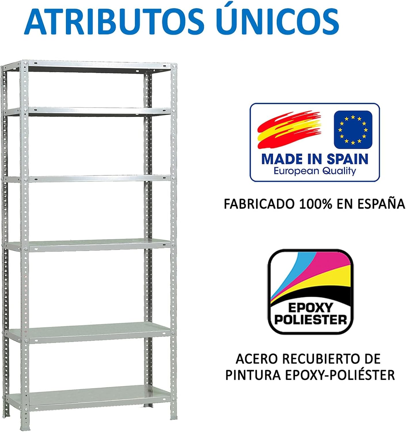 Simon Rack Metal Shelf 6 Adjustable Shelves, 100 kg Flex Point, 2000 x 1000 x 300 mm, with Screws, Storage Shelf, White - Comfort