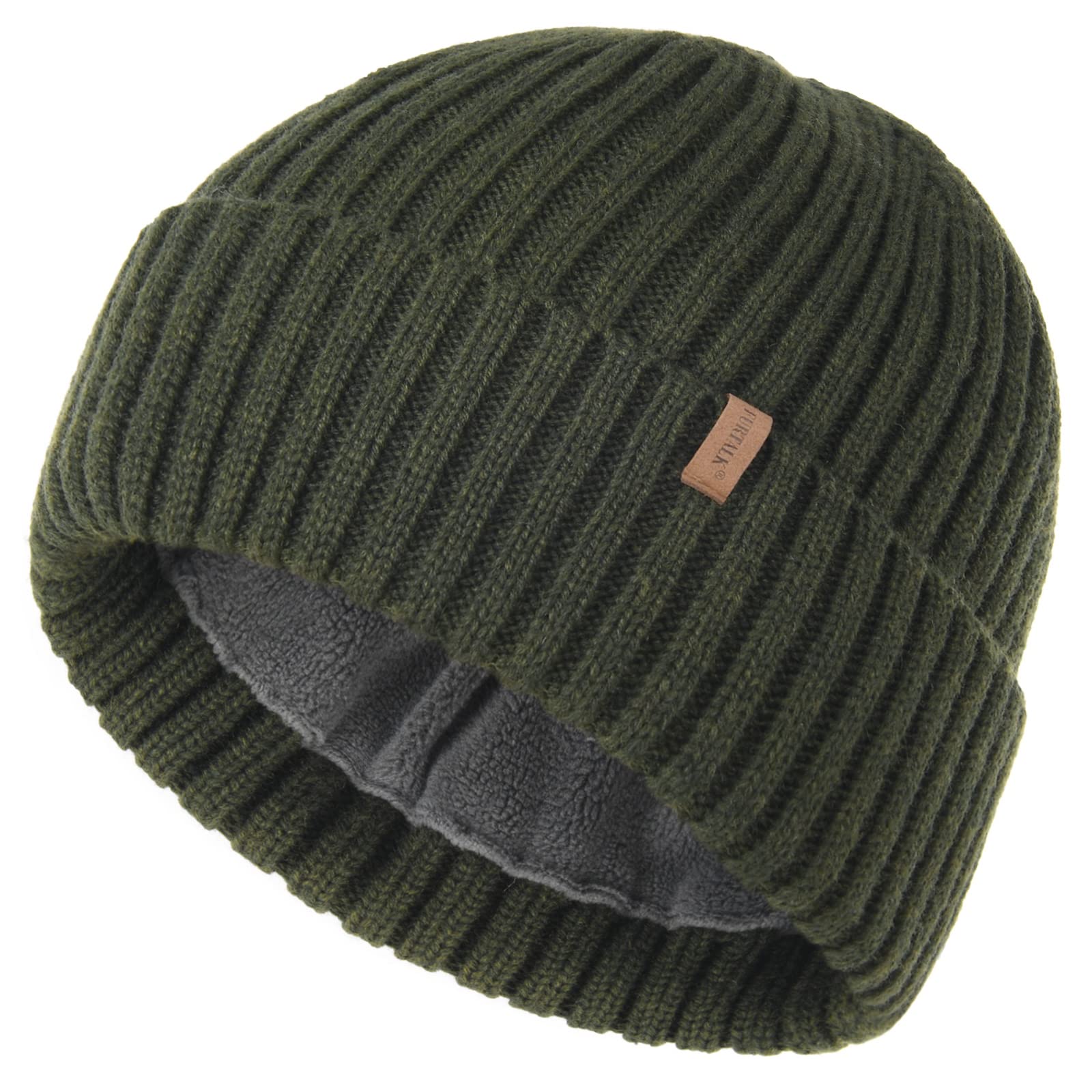 FURTALK Unisex Winter Beanie Grobstrick Mütze mit weiches Fleecefutter Warm Wintermütze für Herren und Damen