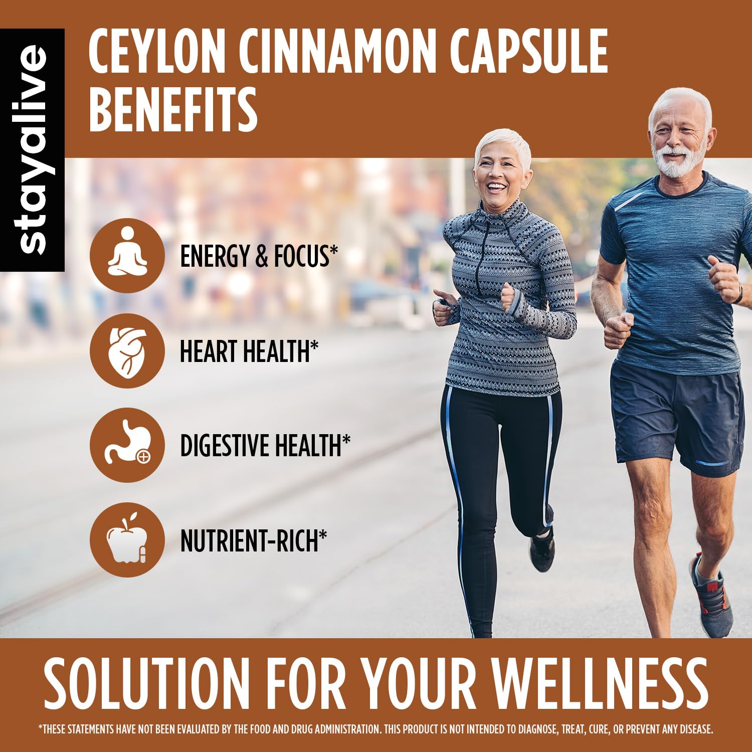 STAY ALIVE Ceylon Cinnamon Supplement, 8-in-1 Extract w/ACV, Turmeric, Ginger, Ginseng, Gymnema, Chromium & Black Pepper Powder, 120 Pills, Non-GMO & Gluten-Free Ceylon Cinnamon Capsules - Image 3 thumbnail