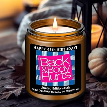 45th Birthday Gifts for Women Men, Happy 45th Birthday Decorations Candle Gift for Her Him, Funny 45 Years Old Ideas - Lavender Scented Candles