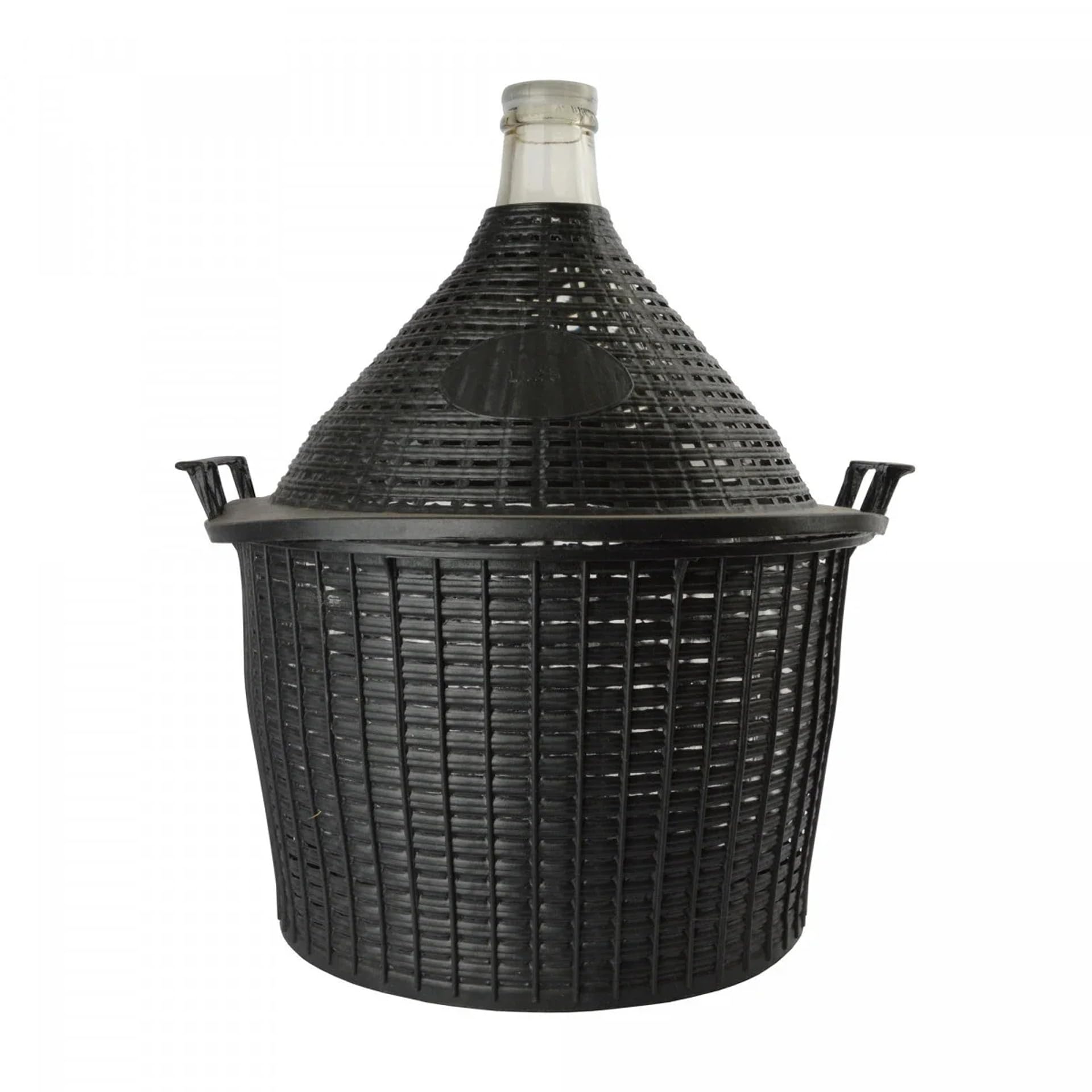 Deminiera in Vetro 25L per Birra e Vino con Cestino Protettivo e Tappo in Plastica - Apertura Normale, Ideale per Fermentazione Casalinga