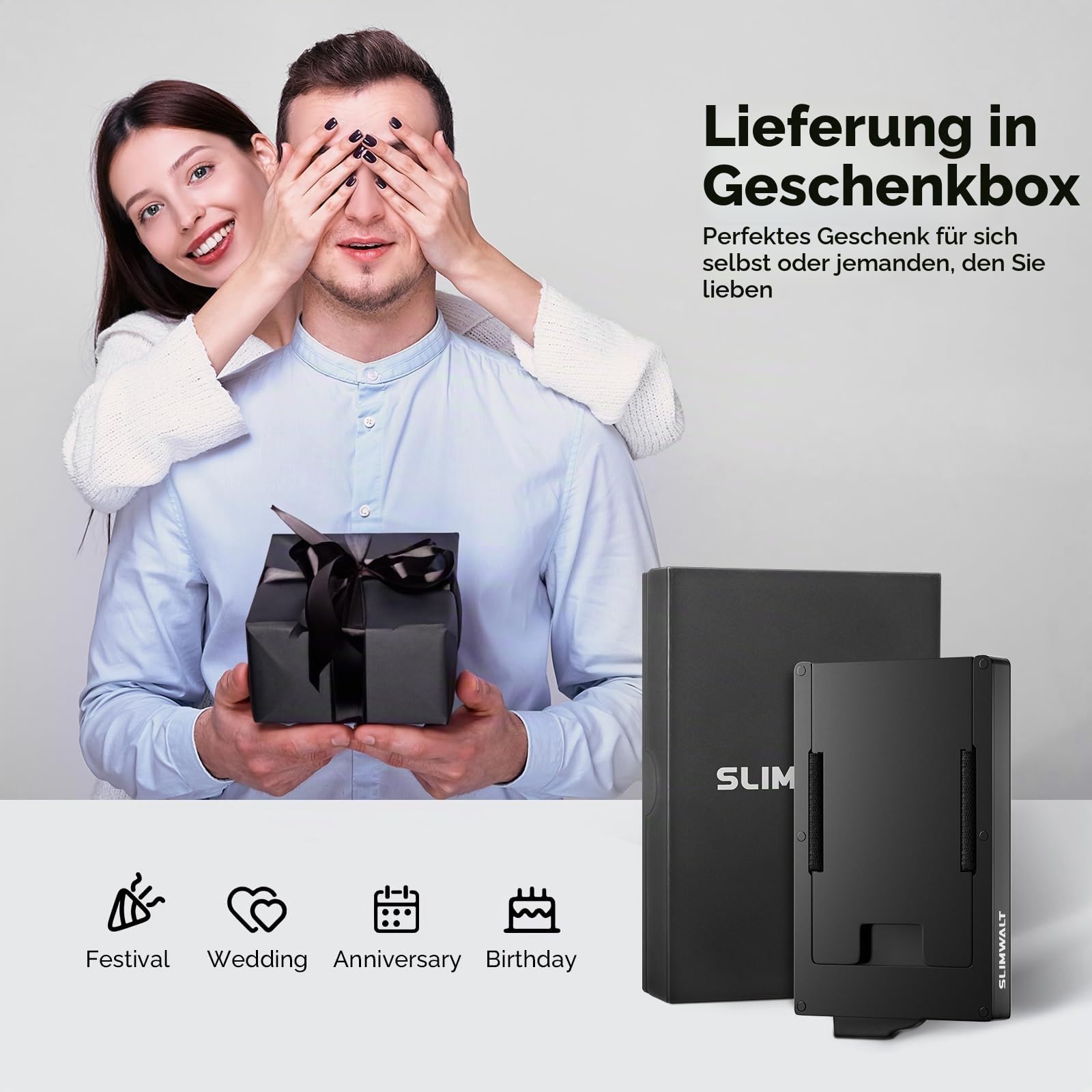 Metall Geldklammer Herren für 10-20 Karten & 20 Geldschein Pop-up Kartenetui Herren mit RFID Schutz Slim Wallet Metall CardHolder mit Smart Kartensteckplatz (Schwarz)