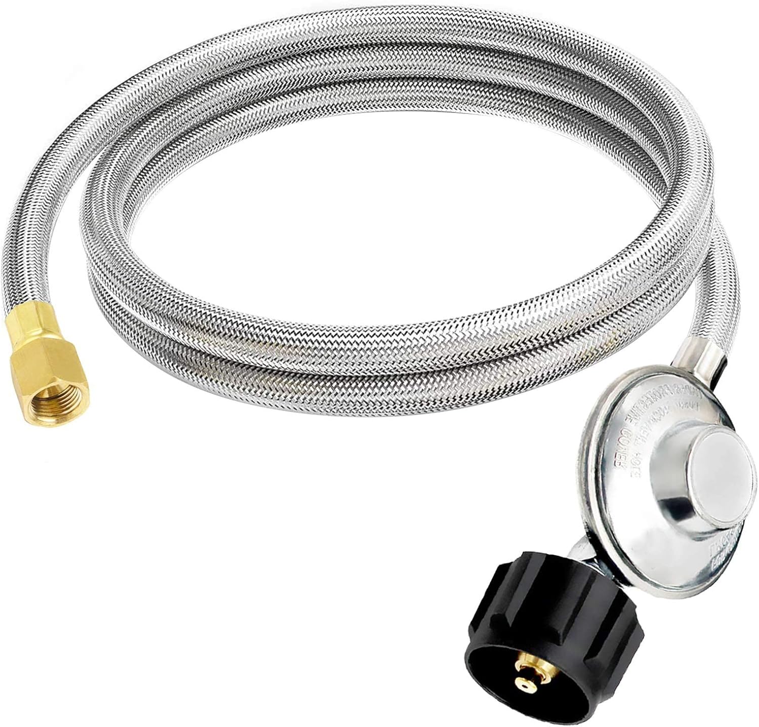 6FT Stainless Braided Propane Hose and Blackstone Grill Regulator Adapter for Blackstone 17inch and 22inch Table Top Griddle Connect to 5-20Lb Propane Tank