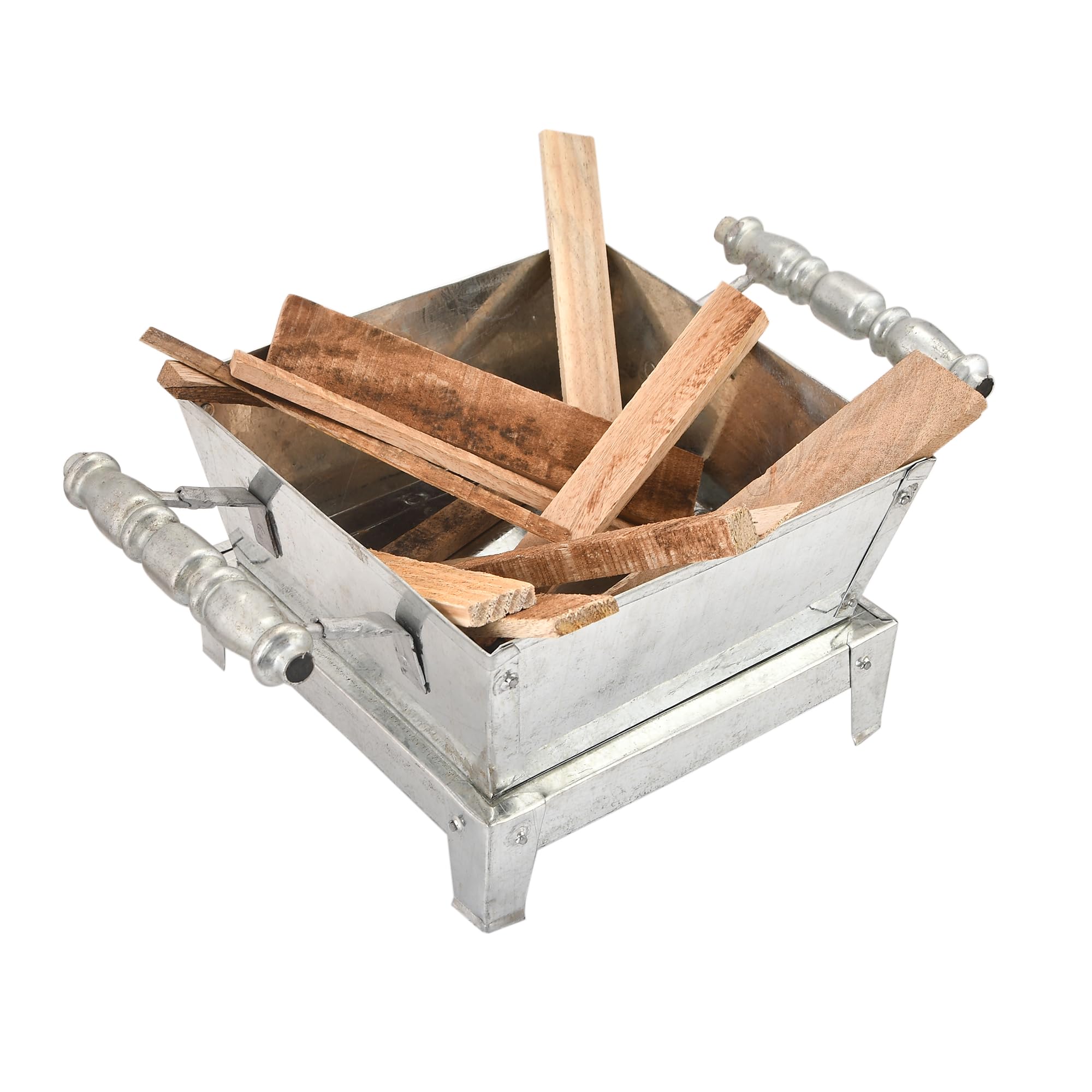 PTR Traditional Fire Pit for Pooja and Rituals | Havan Kund Heavy Quality Kund for Vedic Hawan Rituals with Wood Handles (Style-2)